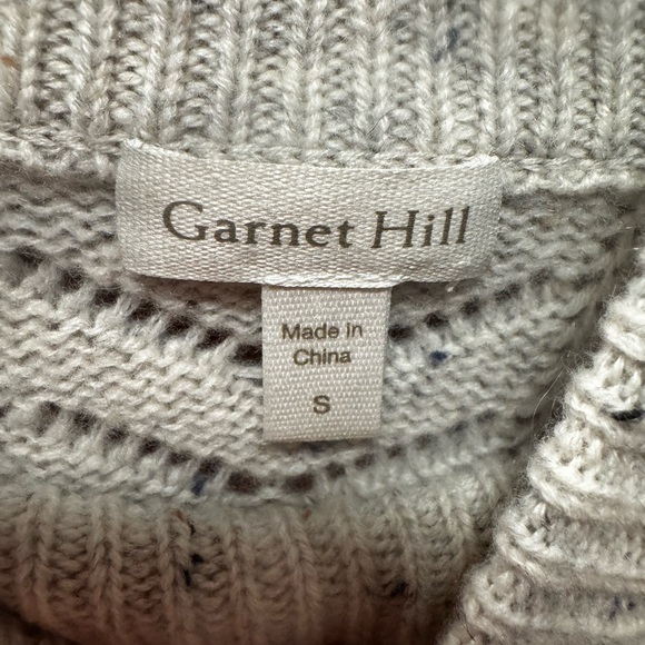 Garnet Hill Cream/Gray Mock Turtleneck Sweater - Picture 3 of 5
